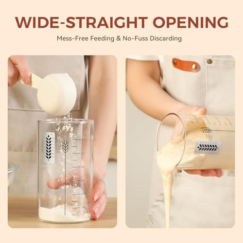 Sourdough Starter Jar Kit, 24 oz Wide Mouth Glass Jar