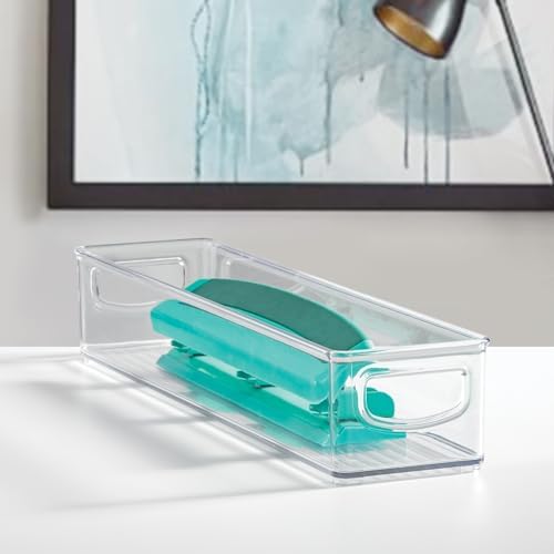 iDesign Slim Clear Plastic Storage Bin, 4-Pack
