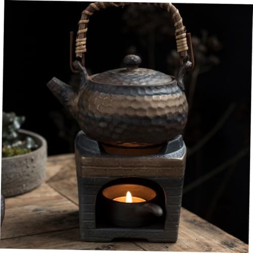 Ceramic Tea Stove Warmer with Non-Slip Base Retro Four-Square Design