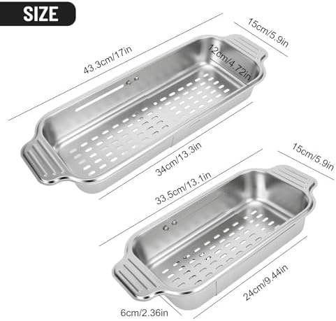 Retractable Kitchen Sink Basket, Over the Sink Adjustable Colander
