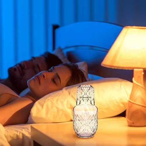 Bedside Water Carafe with Cup, Modern Water Pitcher Set for Bedroom