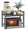 2-Tier Microwave Stand, 220lbs Rack with 6 Hooks