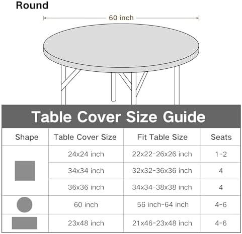 Round 5ft Fitted Table Cover Elastic Tablecloth, Black 60 in