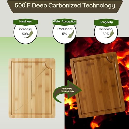 Bamboo Cutting Board for Kitchen, set of 3, Wooden Chopping Board Set
