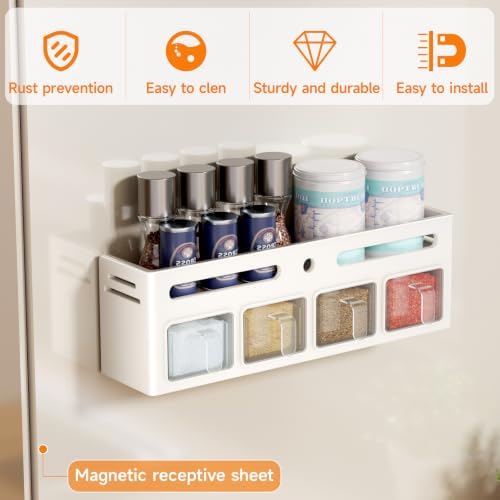 Magnetic Spice Rack, Fridge Wall Mount Double Layer Seasoning