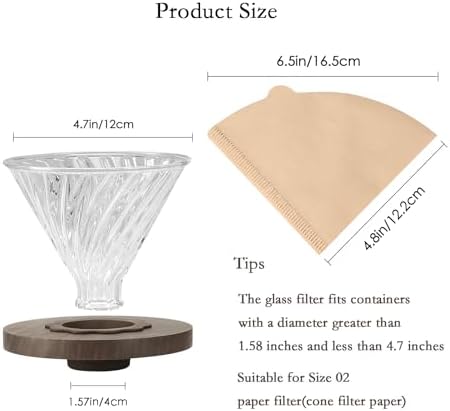 Lalord Pour Over Coffee Dripper with 100 pcs Size 02 Paper Filter