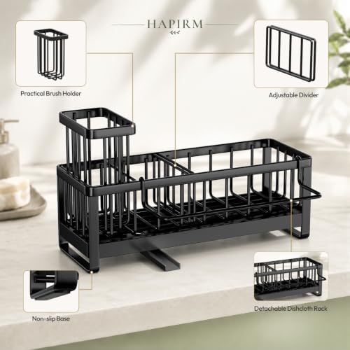 HapiRm Sponge Holder for Kitchen Sink, Black