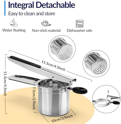 SPEENSUN 15oz Stainless Steel Potato Ricer, 2 Interchangeable Cups
