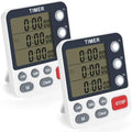 2-Piece Digital 3-Channel Kitchen Timers, Magnetic Countdown