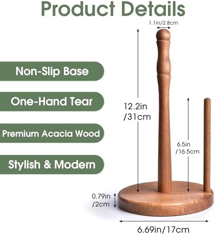 Acacia Wood Paper Towel Holder for Jumbo Rolls