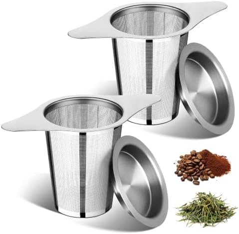 FrutPunch 2 Pack Loose Leaf Tea Infuser with Lid, Ultra-Fine Mesh