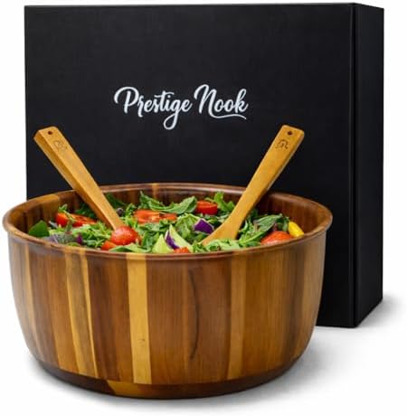Extra Large Wooden Salad Bowl - 12“ x 5” Acacia Wood Serving bowl with