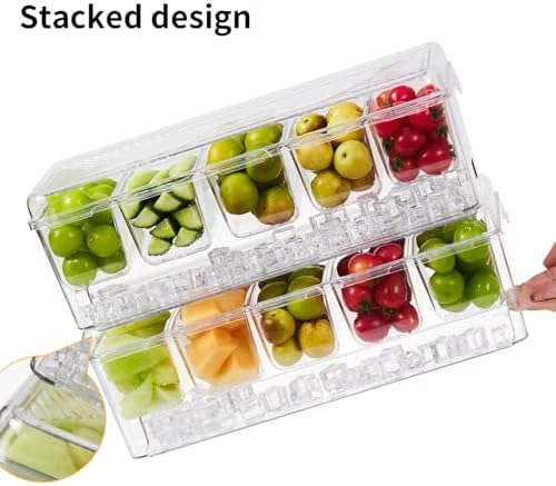 Ice Chilled Condiment Caddy,Stackable Chilled Condiment