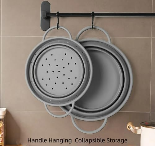 Silicone Collapsible Colander Set, 2PCS, GGCLOUD 8.4 inch Food