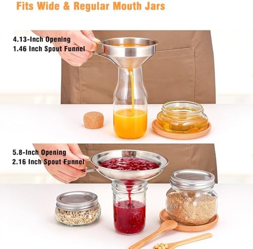 2-Pack Canning Funnels, Wide Mouth & Regular Mouth Kitchen Funnels for