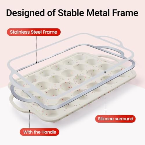 Silicone Muffin Pan, Metal Reinforced Frame Regular Size Muffin Pans