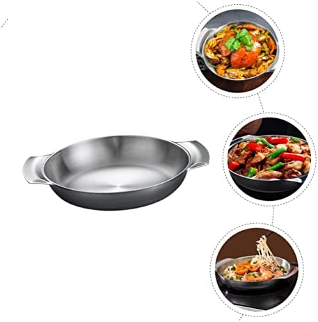 Double Handle Stainless Steel Paella Pan for Home Kitchen Use