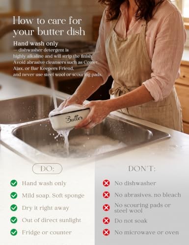 AISBUGUR Metal Butter Dish with Lid & Silicone Seal for Countertop