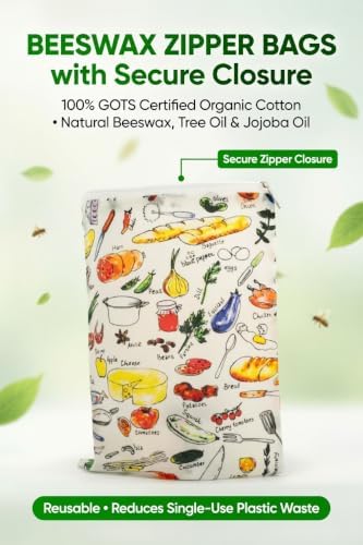Natural Beeswax Produce Bags, 3-Pack, 7 x 10-Inch