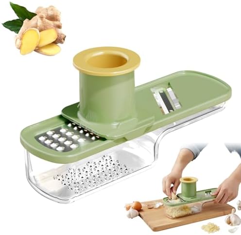Mini Garlic Chopper and Press with Container (Green, 1 Pcs)