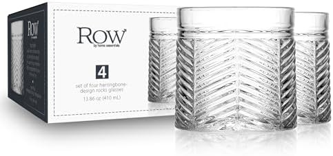 Set of 4 Double Old Fashioned Whiskey Glasses 13.86 oz, Heavy Base