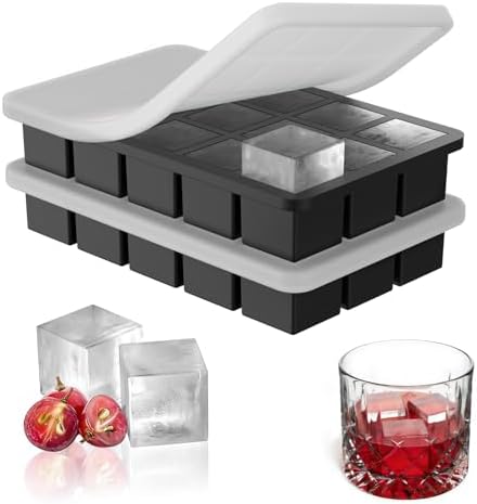 1.3" Small Square Silicone Ice Cube Tray for Freezer, 15 Cavity Big