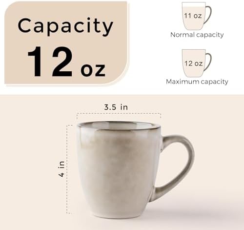 GBhome Ceramic Coffee Mugs Set of 6, 12oz Stoneware Coffee Mugs Set