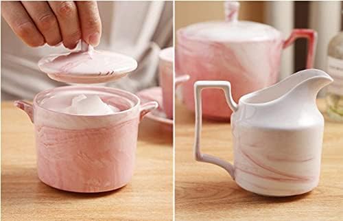 Marbling Ceramic Creamer Pitcher and Sugar Bowl Set,Coffee Serving Set