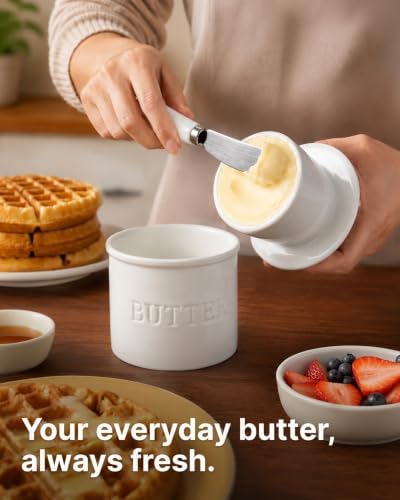 Zulay Kitchen Bell Shaped Butter Crock with Lid for Countertop with