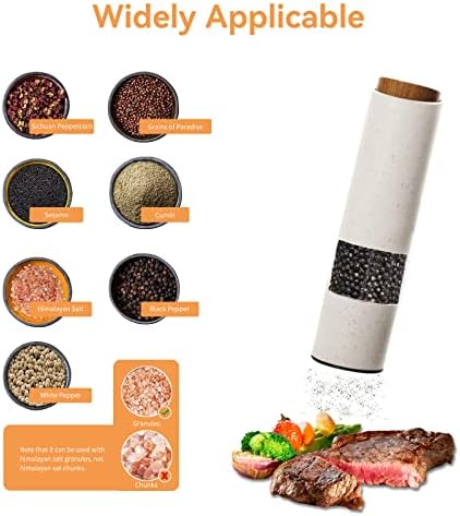 Electric Salt and Pepper Grinder Set, 2pcs, Wheat Straw