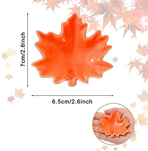 Whaline 4 Pcs Fall Mini Spoon Rest Maple Leaves Ceramic Spoon Holder