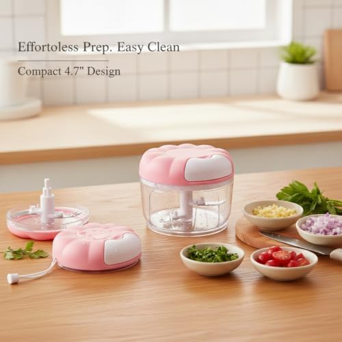 Manual Food Chopper, Pull-String Mincer for Garlic Herbs Vegetables