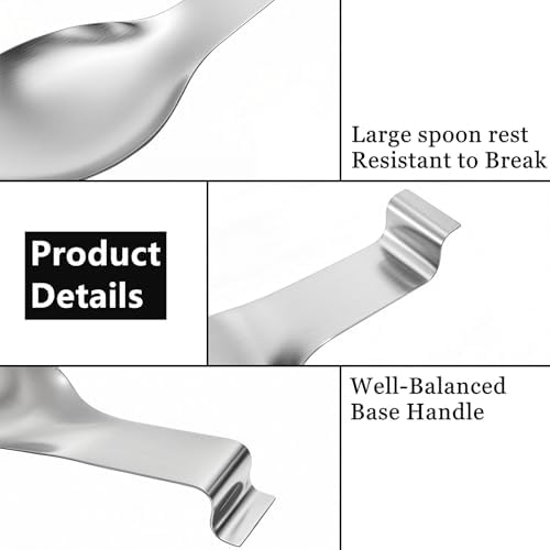 8 Pack Stainless Steel Spoon Rest, Large Size Ladle Spatula Tong
