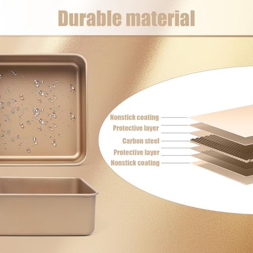 Brownie Pan, 2 Pack Square Baking Pan Square Cake Pan Non Stick Baking