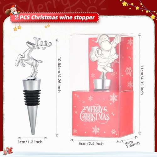 2 Pack Christmas Wine Stopper Alloy Wine Bottle Stoppers for Christmas