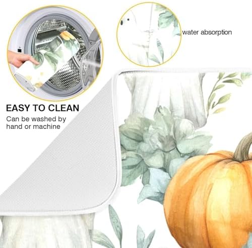 OTVEE Halloween Pumpkins Art Dish Drying Mat for Kitchen Counter