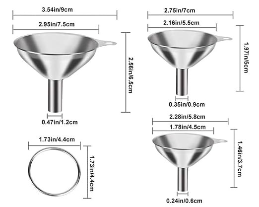 3PCS Kitchen Funnels Set, Stainless Metal Funnel - Image 2