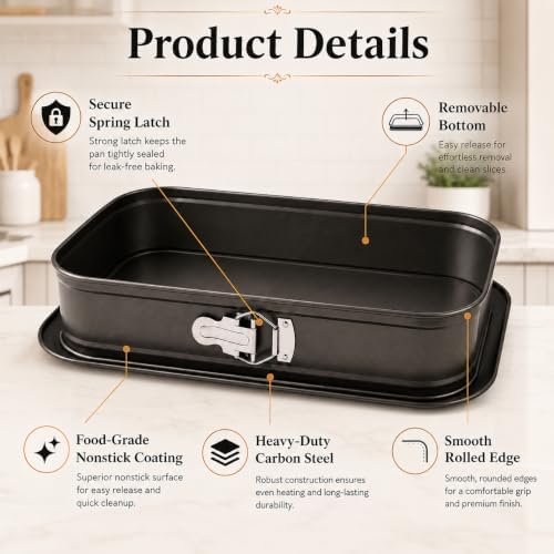 2 PCS Rectangle Cake Pan, 14 x 9 Inch Springform Cheesecake Pan