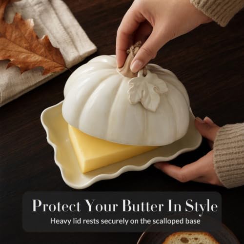 Mud Pie Pumpkin Butter Dish With Lid, Fall and Thanksgiving Butter