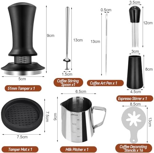 22Pcs Espresso Accessories, 51mm Espresso Tamper Kit, Espresso Machine