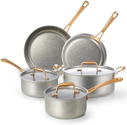 KOKHUB Pots and Pans Set 8 Pcs, Vintage Stainless Steel Cookware Set