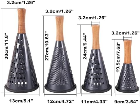 Cone Cheese Grater with Handle, Size XL, Black