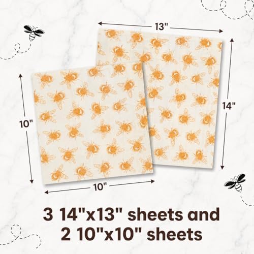5-Sheet Reusable Beeswax Food Wraps