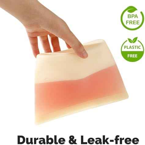 PandaEar 4 Pack Reusable Silicone Food Storage Bags, 34oz & 17oz