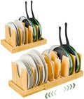 Simple Trending Bamboo Pot and Pan Organizer, Expandable Lid Holder Rack