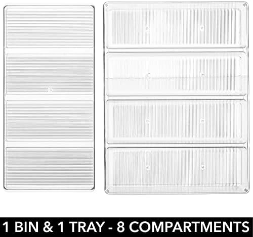 mDesign Plastic Kitchen Drawer Organizer Tray Set - Horizontal Storage