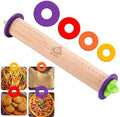 Kitchtic Rolling Pin with Thickness Rings - Adjustable Wooden Rolling