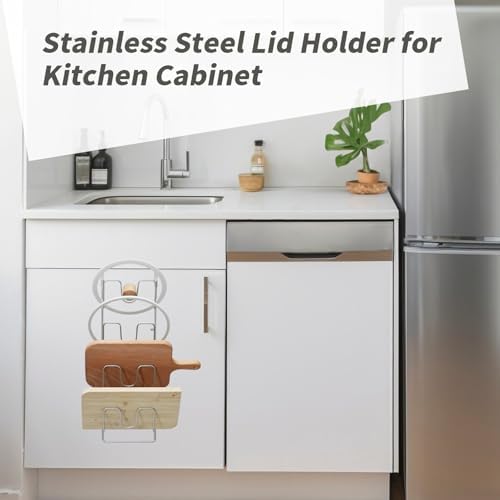 4 Tier Lid Organizer, Wall Mounted Pot Cover Rack, Lid Holder