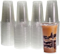 Freshware Clear Plastic Cups with Flat Lids and Straws