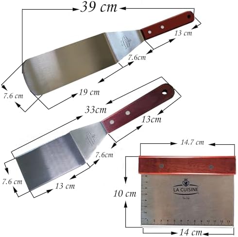 La Cuisine 3 PC Stainless Steel Griddle Spatula Set — Standard & Long